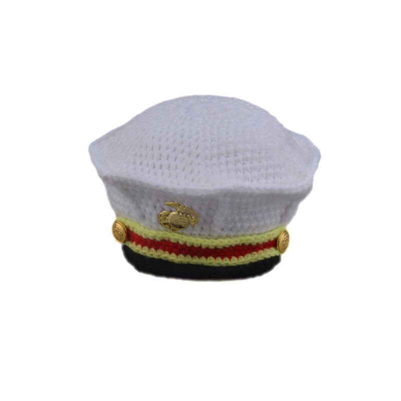 Crochet Marine Corps Newborn Baby Photography Props Knitted Infant Boys Photo Clothing Set Fancy Costume Fotografia