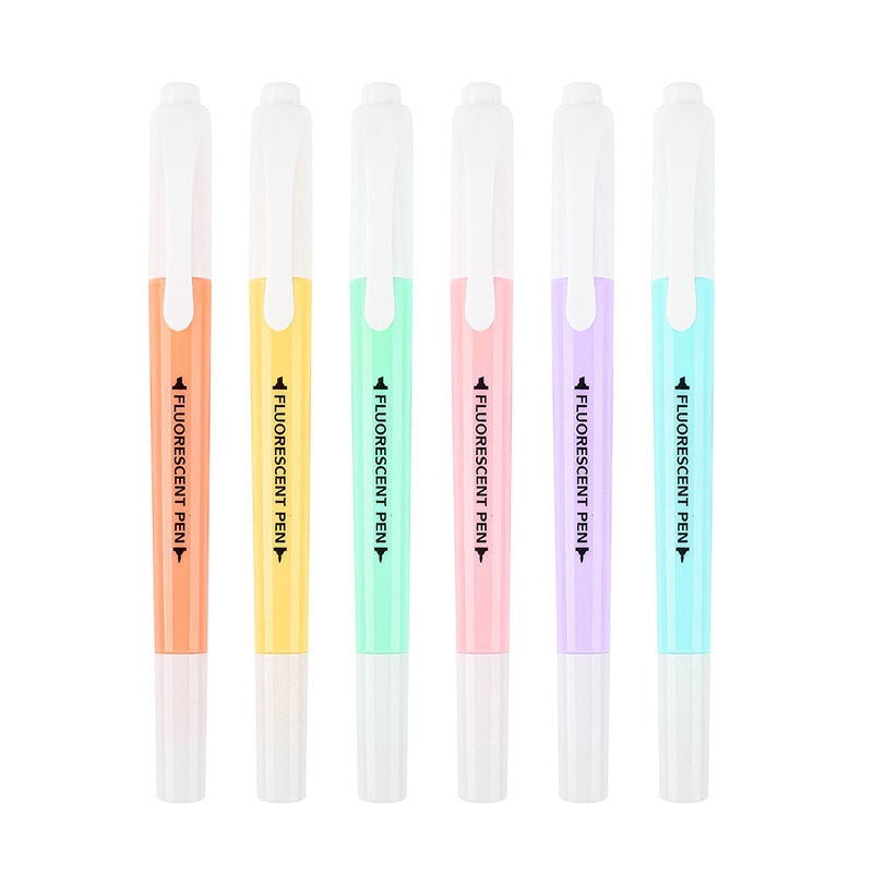 6 Kleuren/Set Art Marker Candy Kleur Markeerstift Briefpapier Double Headed Fluorescerende Pen Markeerstift Kantoor Schoolbenodigdheden