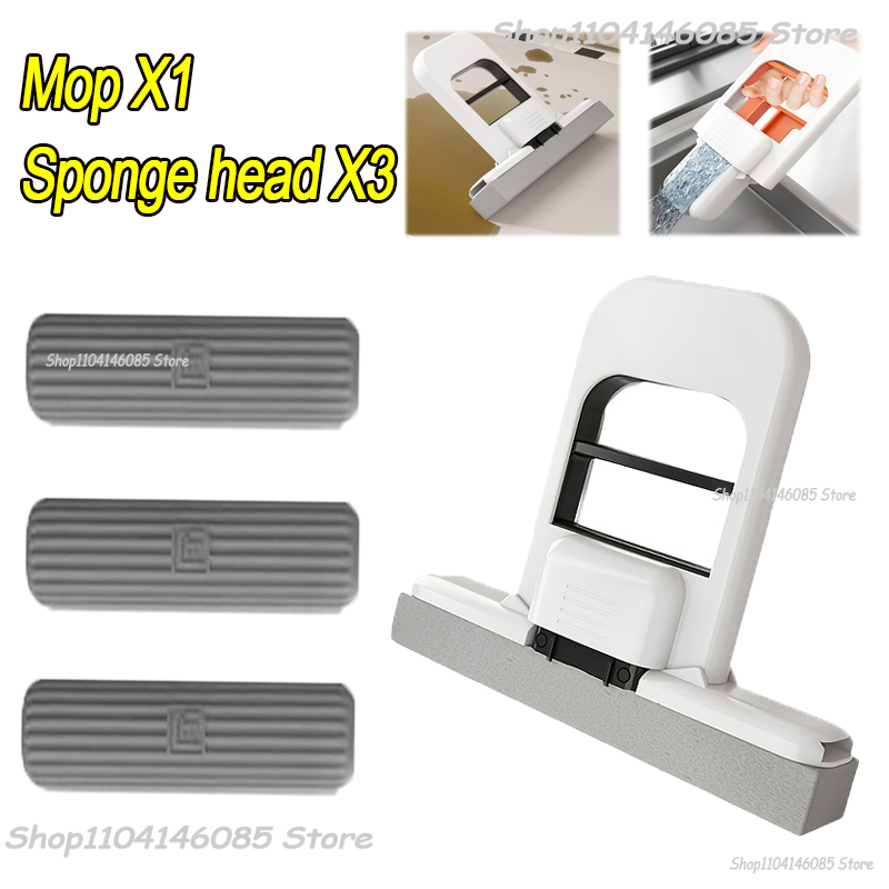 Mini-sponsmop Handvrije wasmoppen Mini draagbare superabsorberende dweil voor desktopvloer Badkamer Keuken Glas Autoreiniging: Roze