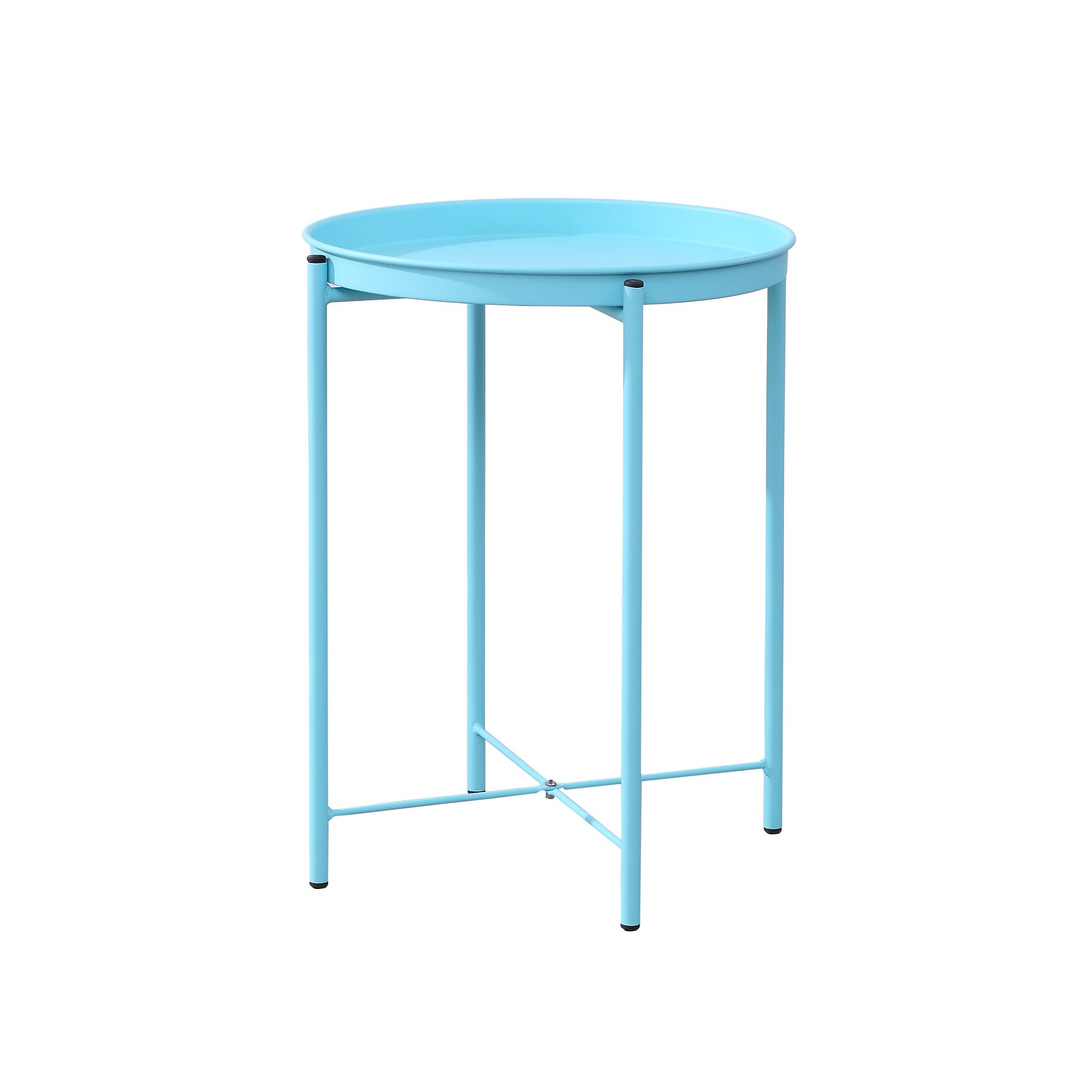 Nordic modern minimalist round mini small coffee table corner table simple bedside round small side table: Sky Blue