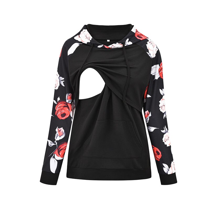 Maternity Ribbed Split Hoodie Sweatshirt