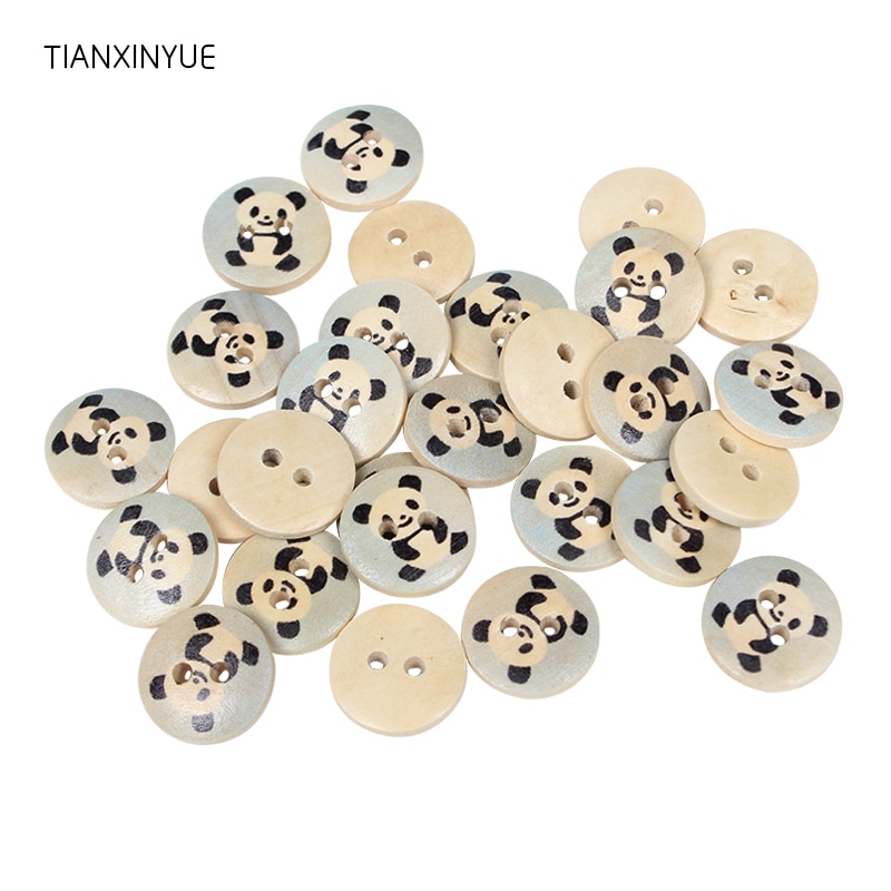 TIANXINYUE 15mm Panda Hout Knop Naaien Vierkante Knoppen Craft Scrapbooking voor Kledingstuk kleding Accessoires