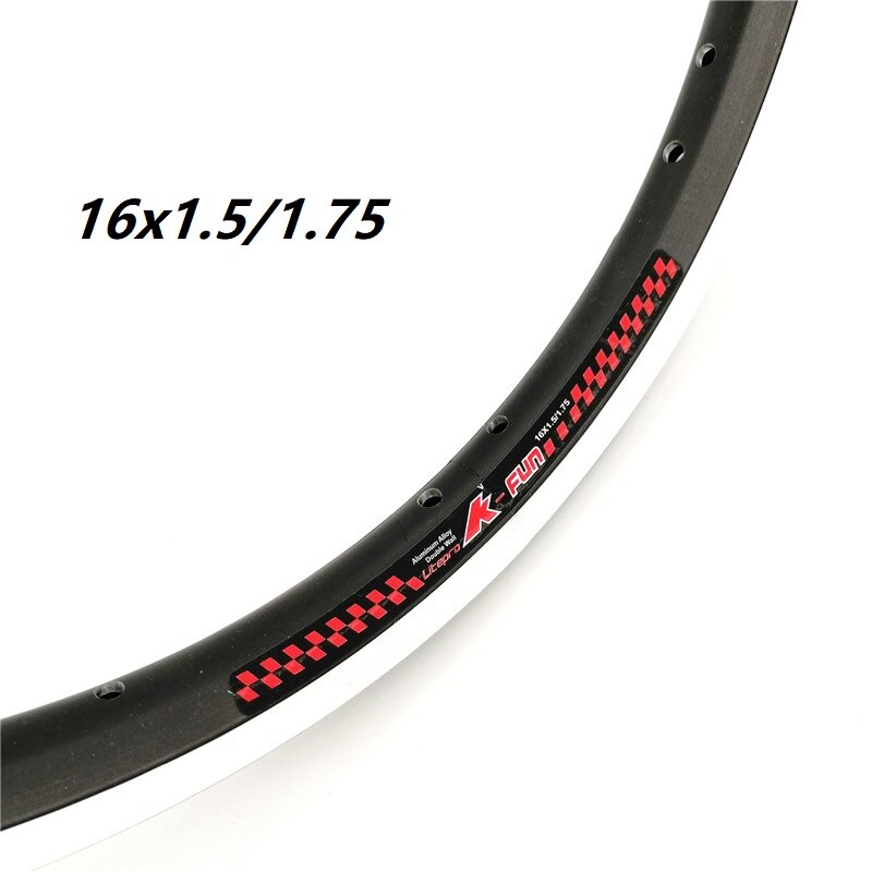 Litepro k-fun 16 tommer fælge 16 x 1.5/1.75 aluminiumslegering dobbeltvægsfælge 20 huls foldbare cykelfælge