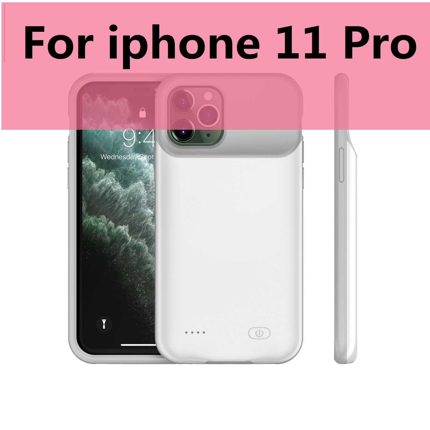 Caso de banco de potência carregador para iphone 11 pro max x xr xs max 12 pro max ultra fino carregador de bateria capa para iphone7 8 plus se 2020: White For 11 Pro