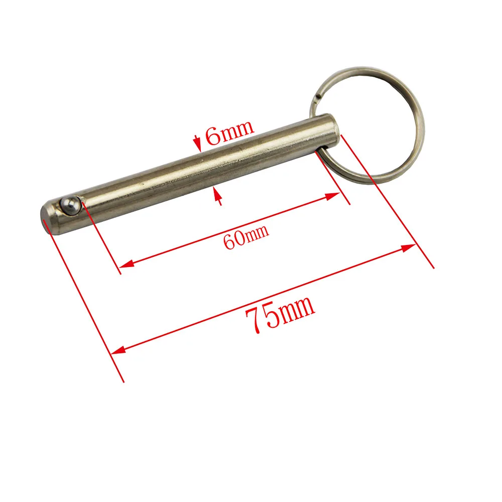 Diameter 1/4 " & 6mm rostfria kulstift, användbar längd 16-90mm med fjädrande kula för biminitop, marin hårdvara: Ljusgul