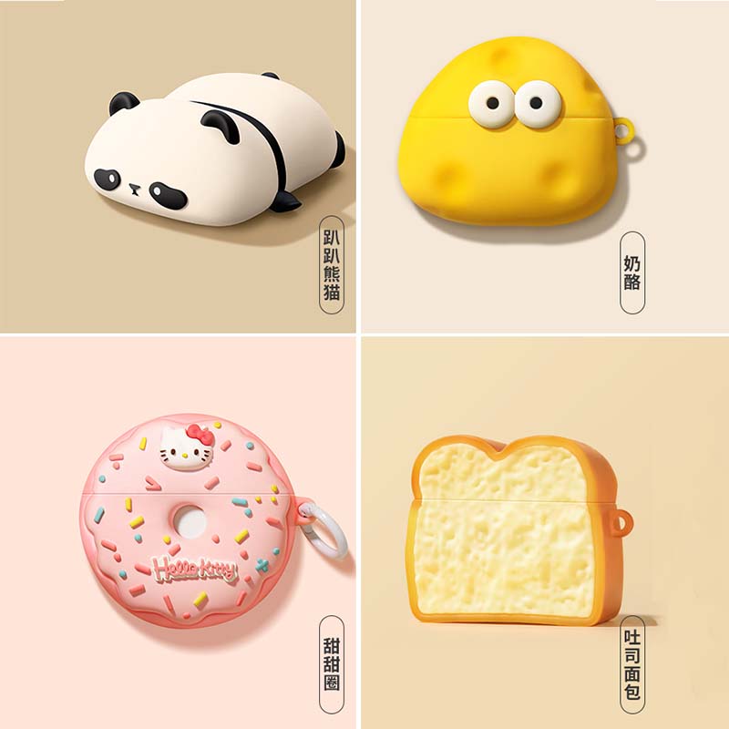 Leuke Liggende Panda Hoofdtelefoonhoes Voor AirPods 4 (2024) Airpod Pro 1 2 3 Bluetooth Oordopjes Oplaaddoos Beschermende Oortelefoonhoes
