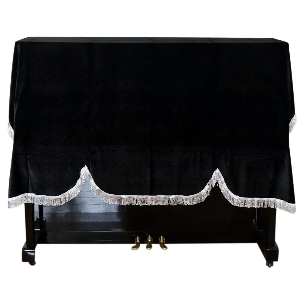 Foldable Soft Washable Gold Velvet Piano Cover Dust Proof Universal Keyboard Anti Scratch Home Upright Vertical Protective: black