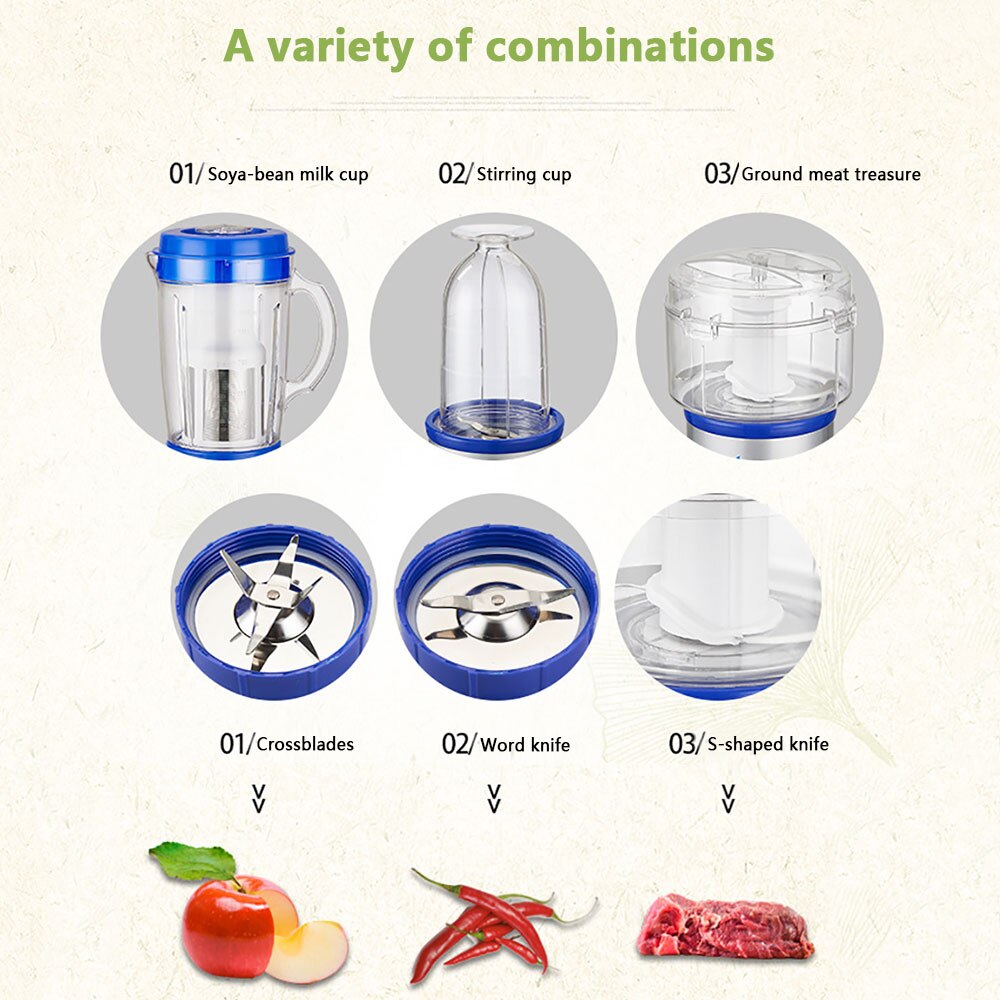 2200r/min High Speed Juicer Meat Grinder Mixer Food Processor Machine 4 In 1 kitchen Tools Multifuction Juice Puree