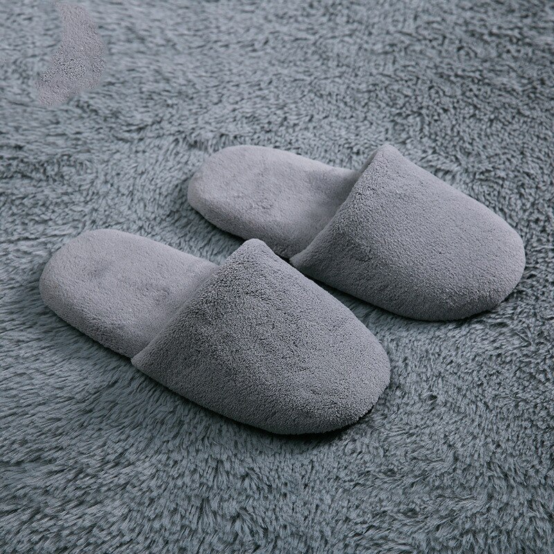 Zapatos de pan de terciopelo Coral para mujer, Zapatillas de casa, Hotel, desechables, cálidas, de algodón para interior, , 1 par: grey