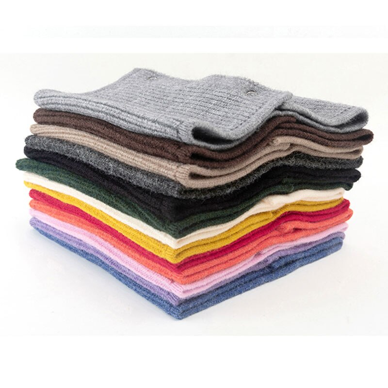 Warme Kraag Ring Sjaal Vrouwelijke Wollen Gebreide Sjaal Vrouwen Snood Sjaals Winter Button Hals Sjaals Effen Kleur