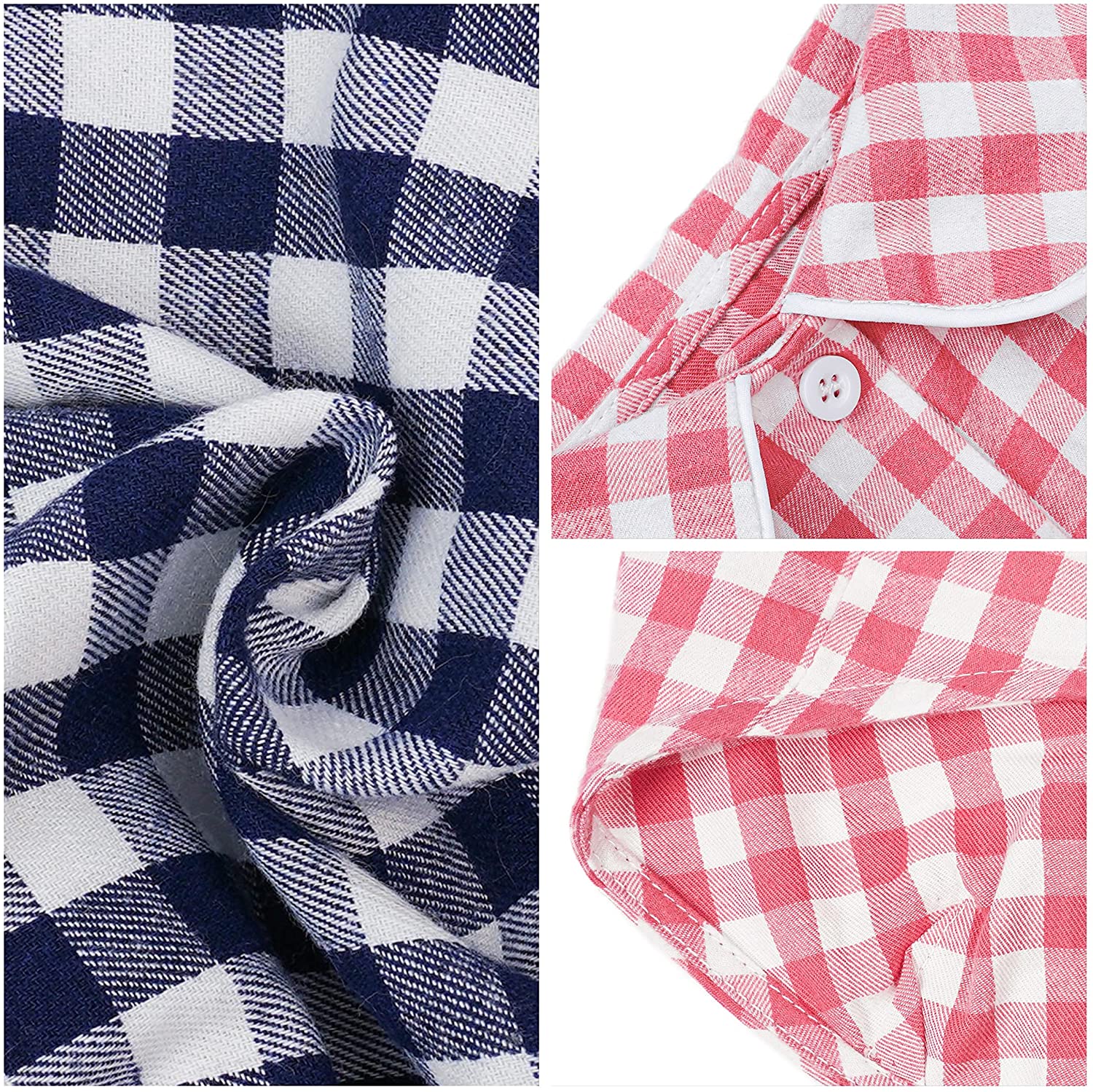 LVTUBANLV Knuffelen Dog Shirt Cotton Plaid Pajamas Puppy Clothes for Small Dogs Cats Stylish Pet Pjs Sleepwear Soft Breathable