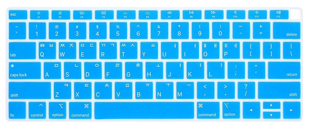 Koreansk sprog silikone tastatur cover hud til macbook nyeste air 13 tommer release  a1932 med nethinde display os layout: Blå