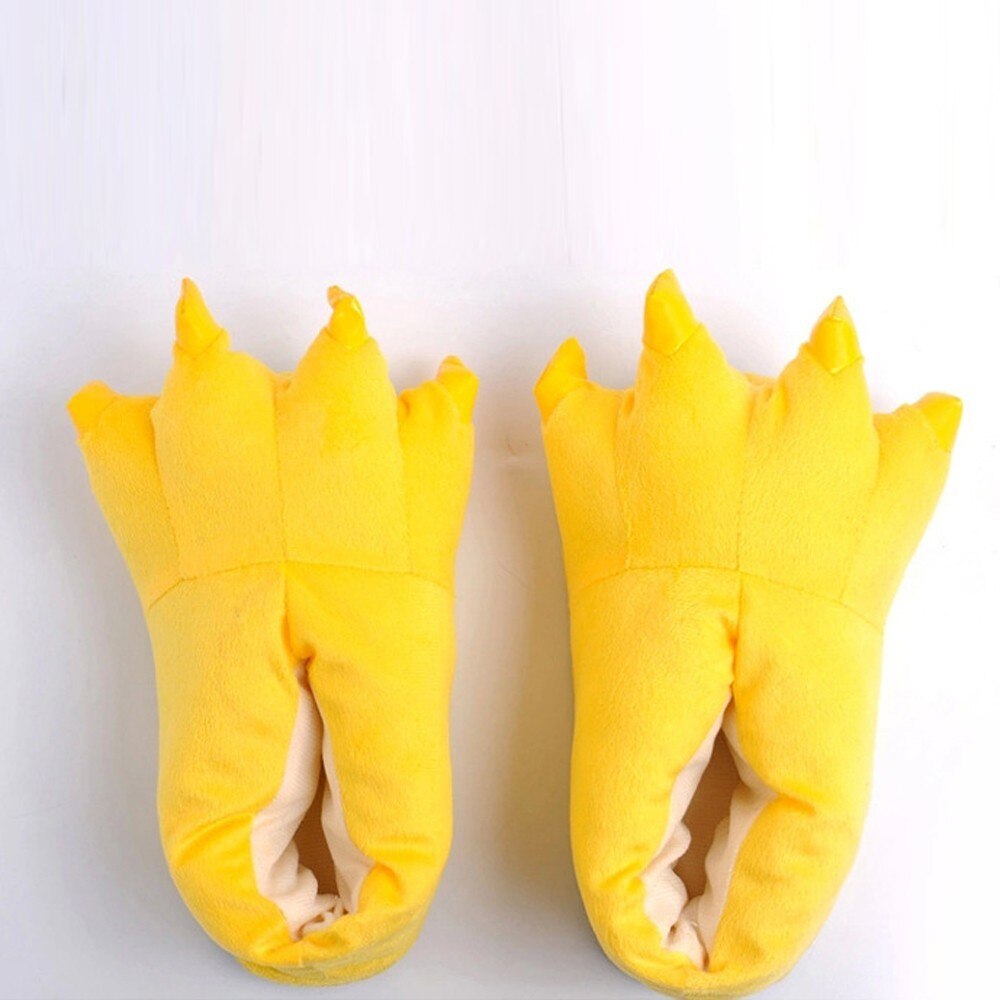 Kid Baby Girls Winter Warm Indoor Slippers Funny Animal Paw Monster Claw Shoes Soft Plush Children Shoes Warm Home Slippers: Yellow 