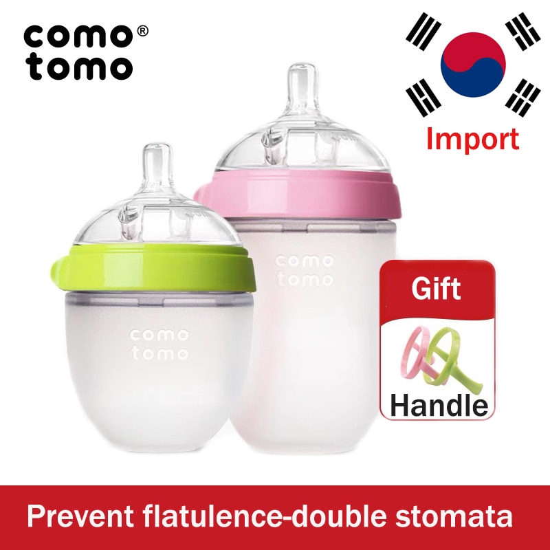 Comotomo – biberon en Silicone au toucher naturel pour bébé, 50ml, 250ml, LSR, anti-Flatulence, à Double stomates