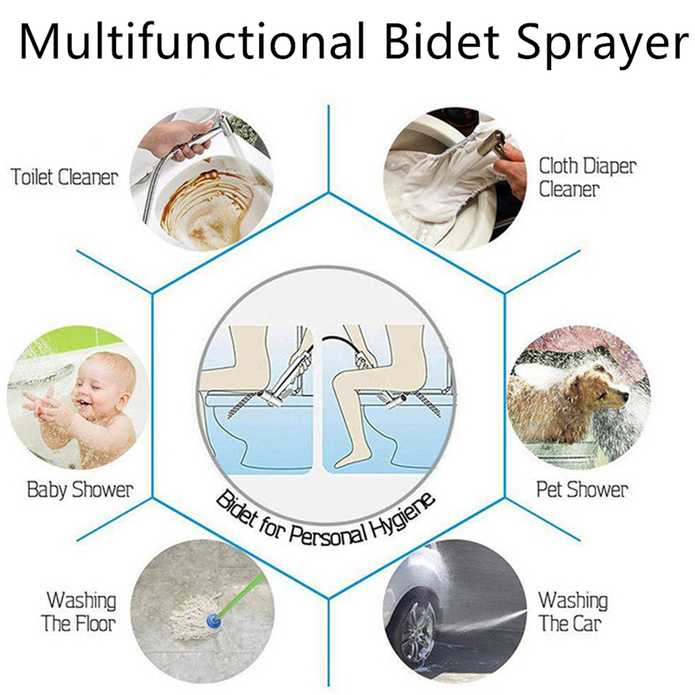 Handheld Toilet Bidet Faucet Sprayer Toilet Hand Spray Stainless Steel Bidet Set Toilet Bidet Sprayer Self Cleaning for Bathroom