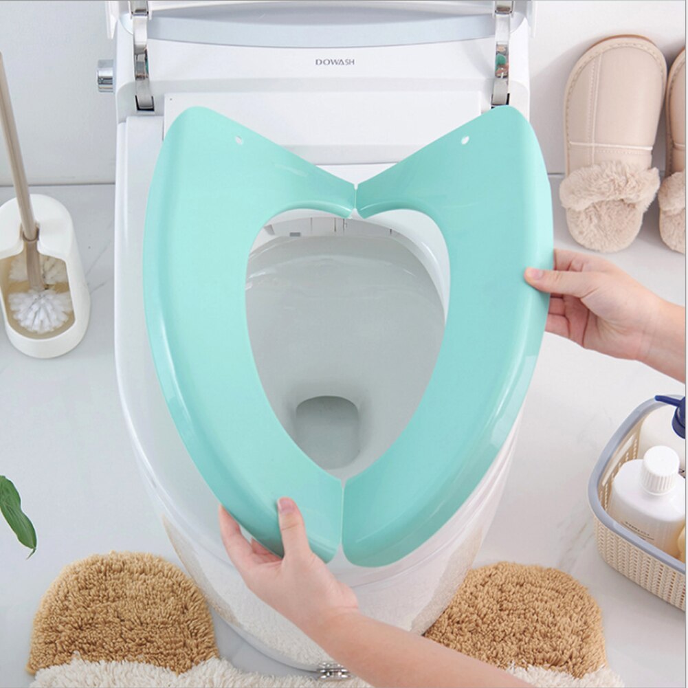 Foldable Plastic Toilet Seat Cover Mats Waterproof Portable Travel Toilet Case Home Bathroom Closestool Protector WC Cover