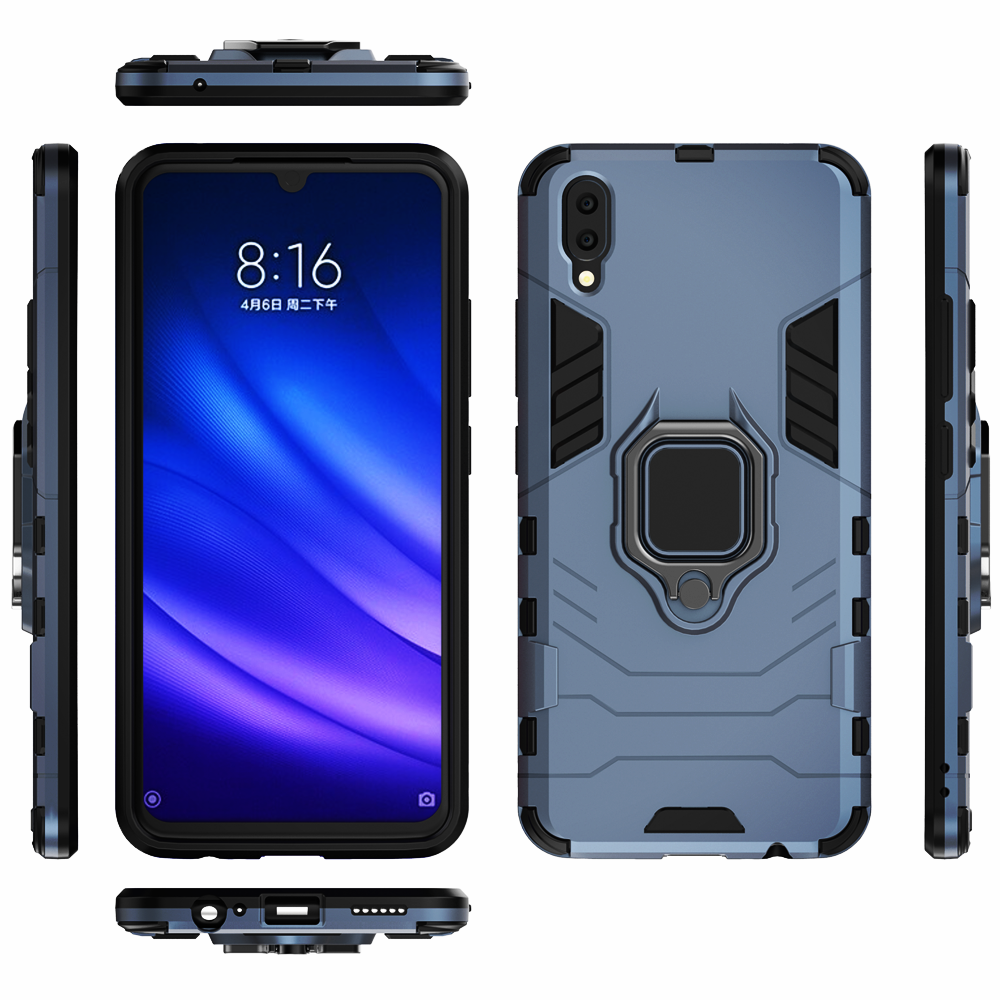 Coque antichoc avec anneau de support en Silicone et PC pour Vivo V11, étui pour V11, V11i, V 11, 11i, VivoV11, VivoV11i, 1806, 1804: VIVO V11 / Navy Blue