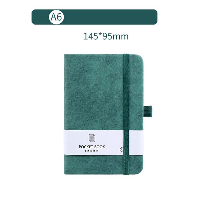 A6/A7 Simple Pocket Notebook Mini Notepad Portable Diary Book Agenda Planner Time Management Stationery Office School Supplies: dark green-A6