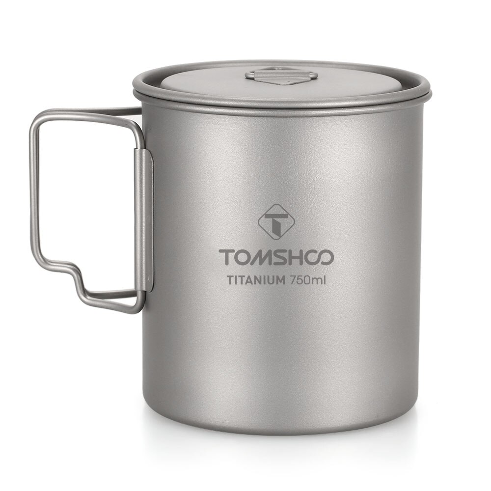 TOMSHOO di Titanio 750ml pentola Titanio Tazza Tazza di Acqua con Coperchio e Manico Pieghevole di Campeggio Esterna Pentole Pentola di Cottura picnic appendere Pentola: as cup