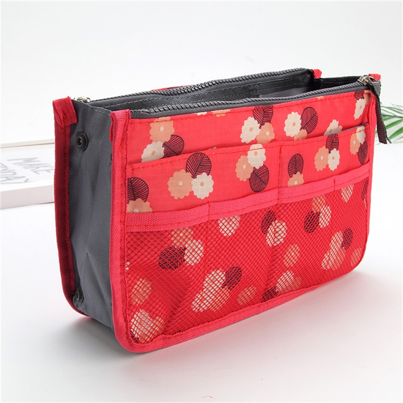 Bolsa organizadora de nailon para mujer, bolso organizador de viaje con forro grande, bolsa de cosméticos para maquillaje, bolso de mano barato para mujer: Plata