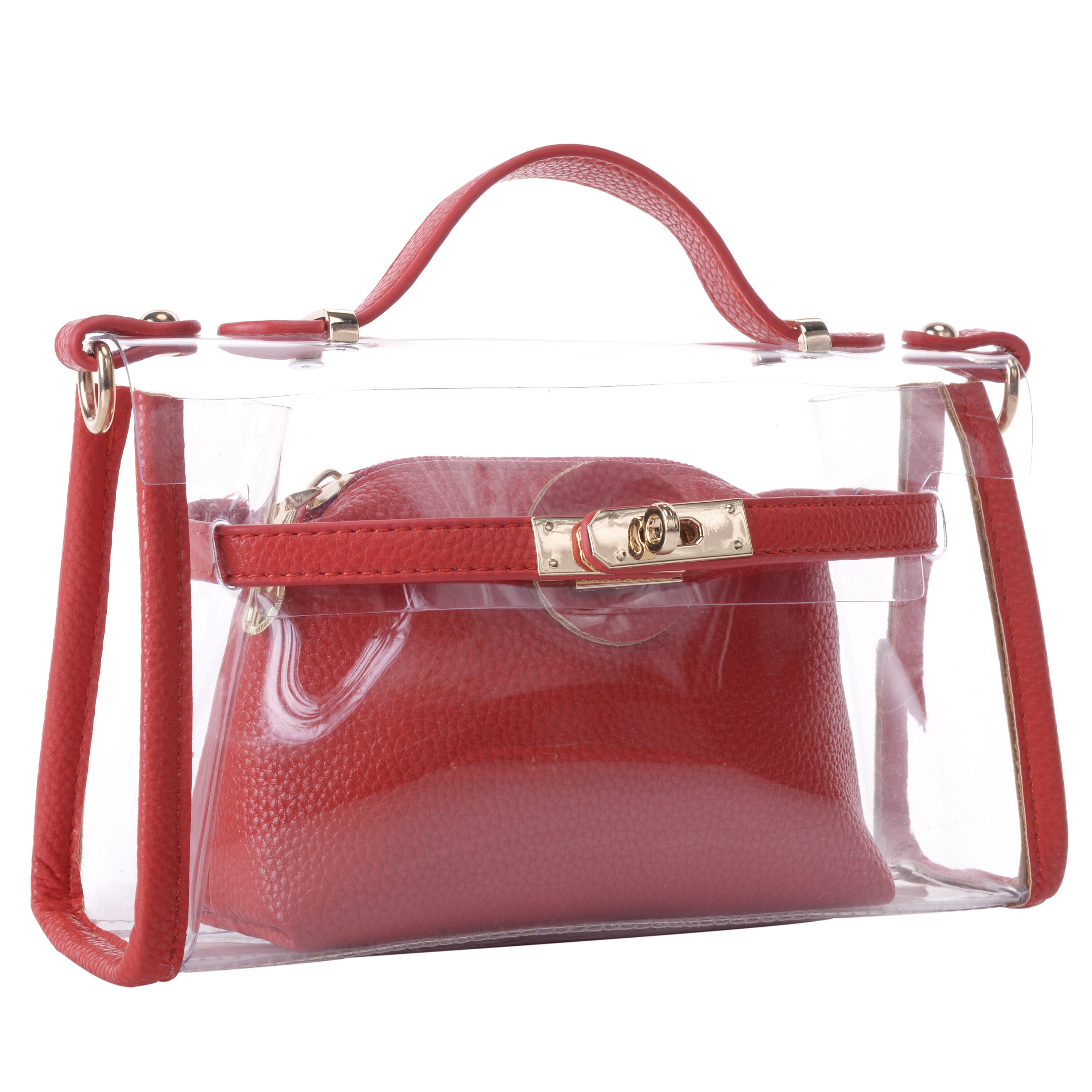 Women's Transparent Clear Waterproof Handbags Cross-Body Messenger Shoulder Bag Black