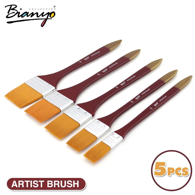 Bianyo 5 Stks Verf Borstels Acryl DIY Graffiti Borstel Set Voor Kunstenaar Olie Schrobber School Tekening Verf Briefpapier Levert