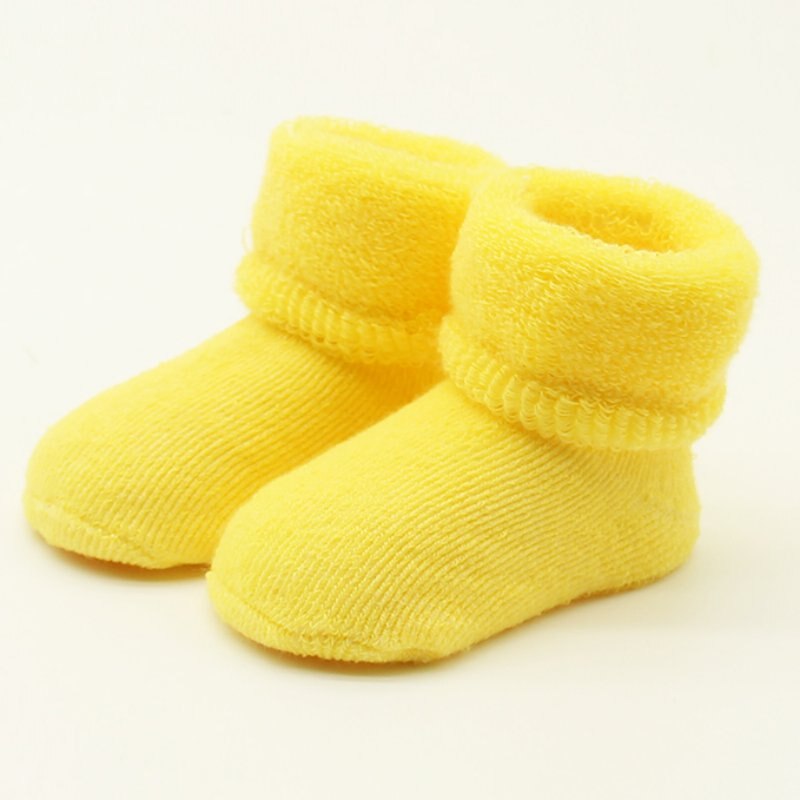 Baby piger drenge nyfødte spædbarn vinter varme støvler småbørn børn bløde bomulds sokker støvletter 0-2 y: Gul