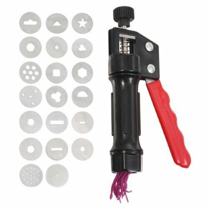 Clay Extruder Hand-Held Soft Clay Extruder with 20 Different Nozzles As Decorative Auxiliary Art Modeling Clay Pottery Tool: Default Title