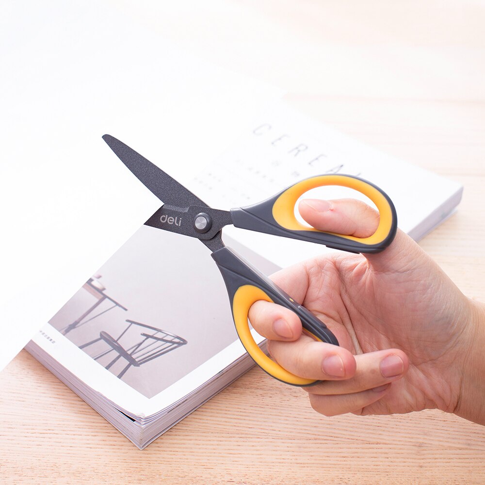 DELI Scissors E6055 Soft-touch Teflon Effortless 170mm 6-3/5 inch home office scissor hand craft scissors stationery