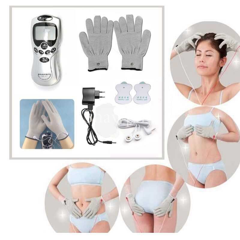 Dirigent Electro Shock Massager Voor Full Body Zilver Fiber Therapie 1 Paar Elektroden + 1 Paar Bio Handschoen Magic voor Body