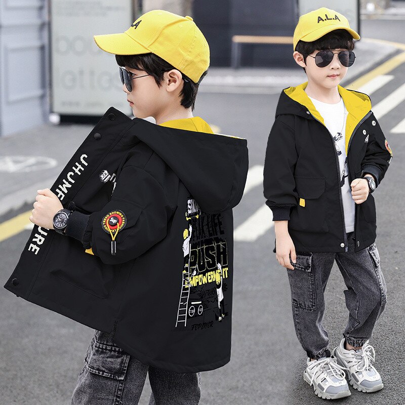 Chaqueta con capucha para niños y adolescentes, prendas de vestir a la , abrigos deportivos de lana, cortavientos, chaquetas de otoño
