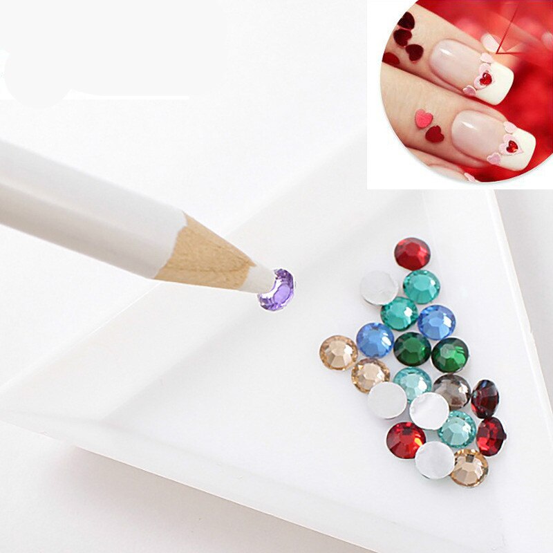 10 stks/partij DIY Nail Art Rhinestones Gems Picking Crystal Puntjes Tool Wax Potlood hout Pen Picker Steentjes Nail Art Decoratie