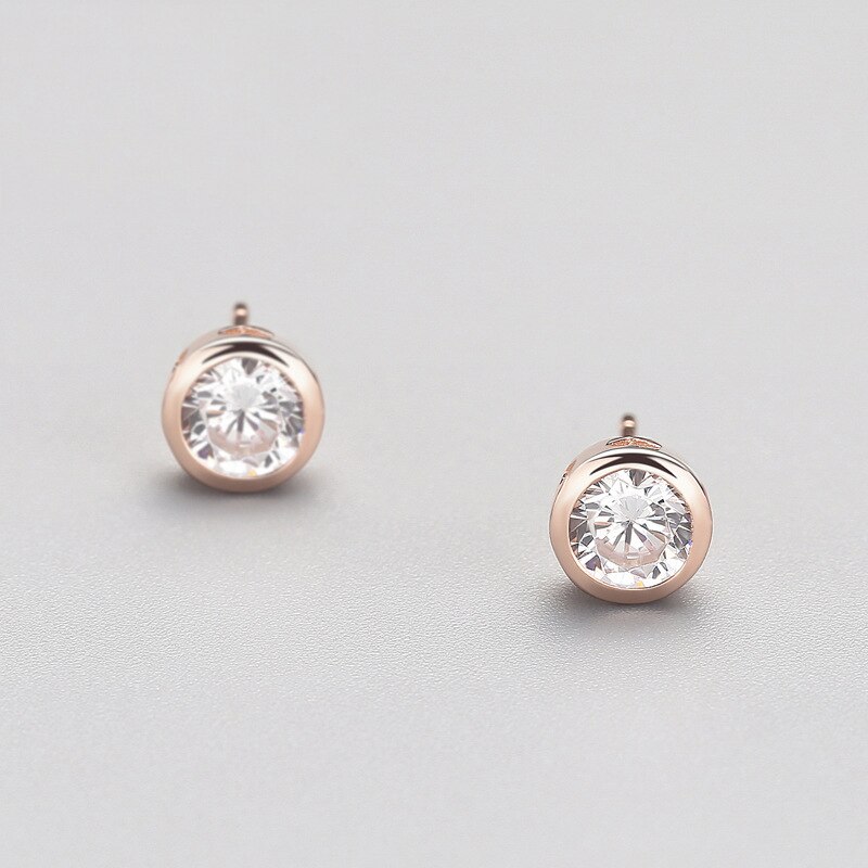 INZATT 925 Sterling Silver Zircon Heart Stud Earrings Rose Gold Colour Crystal Jewelry Accessory For Women Wedding Party: Rose gold