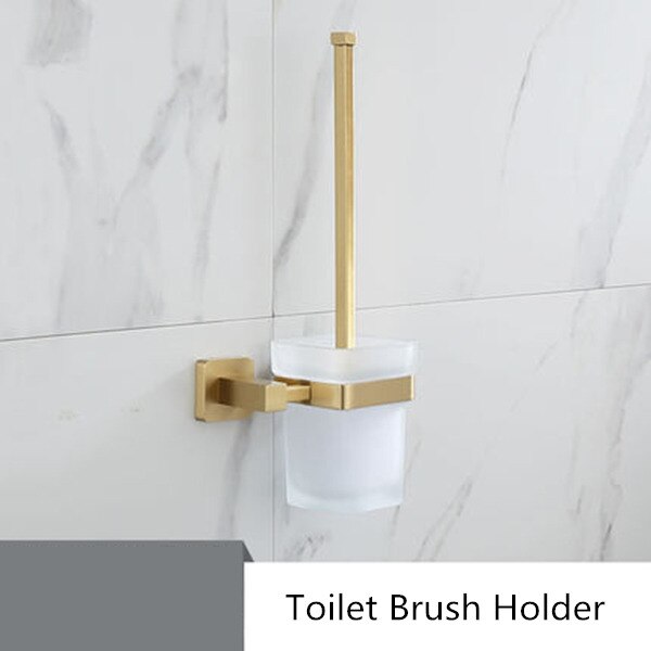 Set de accesorios de baño estante de baño para Oro pulido, toallero, soporte de papel para colgar toallas, soporte para escobillas de baño, accesorios de baño: toilet brush holder