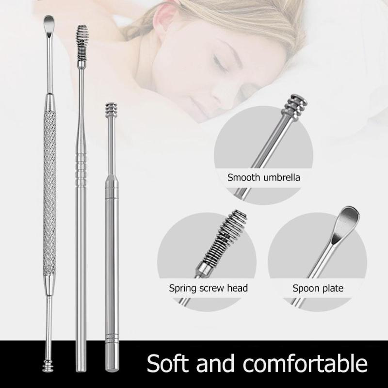 1/7 Uds. Juego de recolectores de cera de oído removedor de cera de acero inoxidable Curette limpiador de pico de oído limpiador de cuchara cuidado de oído herramienta de limpieza