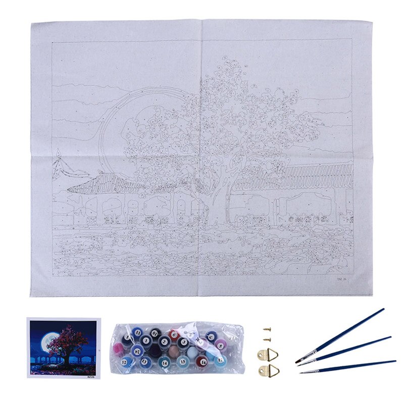 Beste Roze Boom Verf Door Nummer Kunstmatige halffabrikaten Product Hand Geschilderd DIY Olieverfschilderij Home Office Decoratie