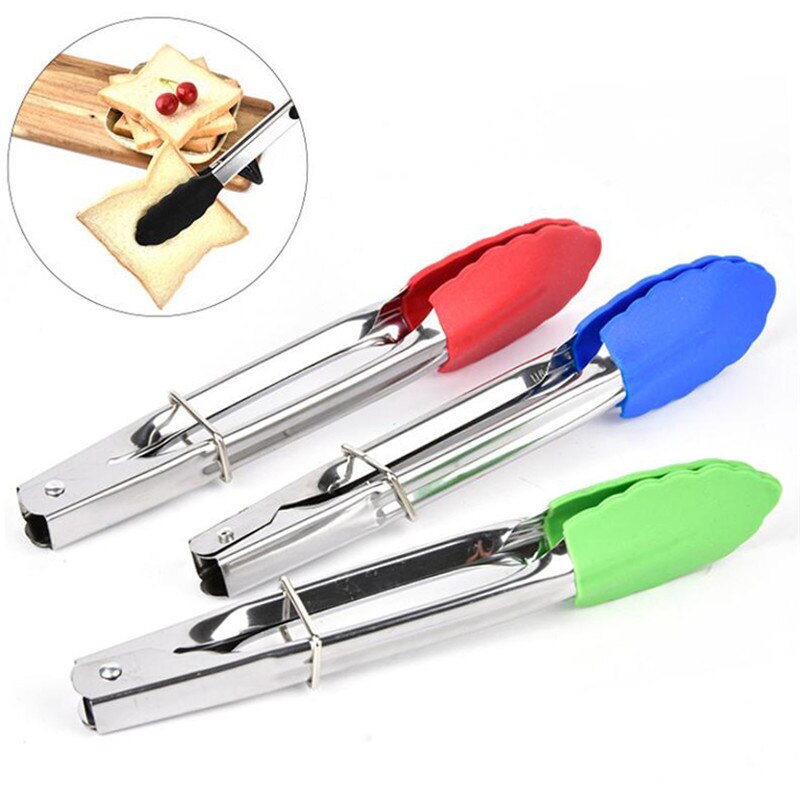 Pinzas para comida de cocina, pinzas para barbacoa, ensalada, parrilla, pinza de silicona para comida, pinza para pan, Clip para pastel de 7 pulgadas