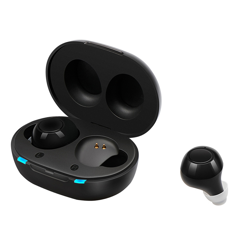 Apparecchi acustici Wireless per non udenti cuffie auricolari in-ear amplificatore audio regolabile per la riduzione del rumore degli anziani con un clic: Black