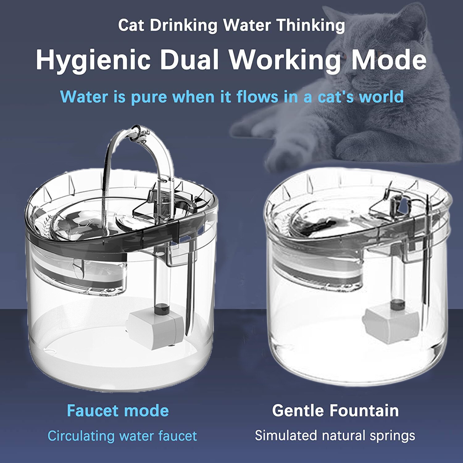 MISETA Huisdier fontein, automatische kat waterfontein hond waterdispenser, watervoeder driedimensionale levende waterhonden meerdere huisdieren (kleur: zwart