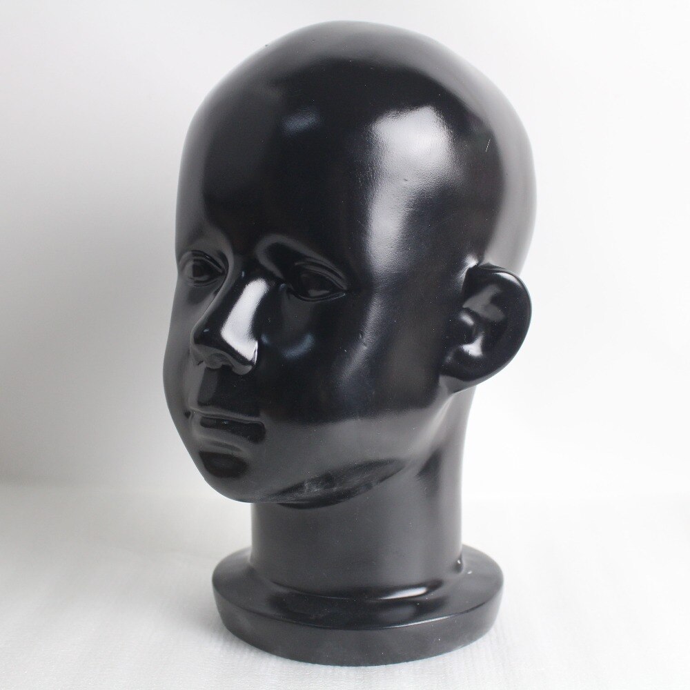 Black Fiberglass Child Children Kid Mannequin Head For Wig And Hat Display