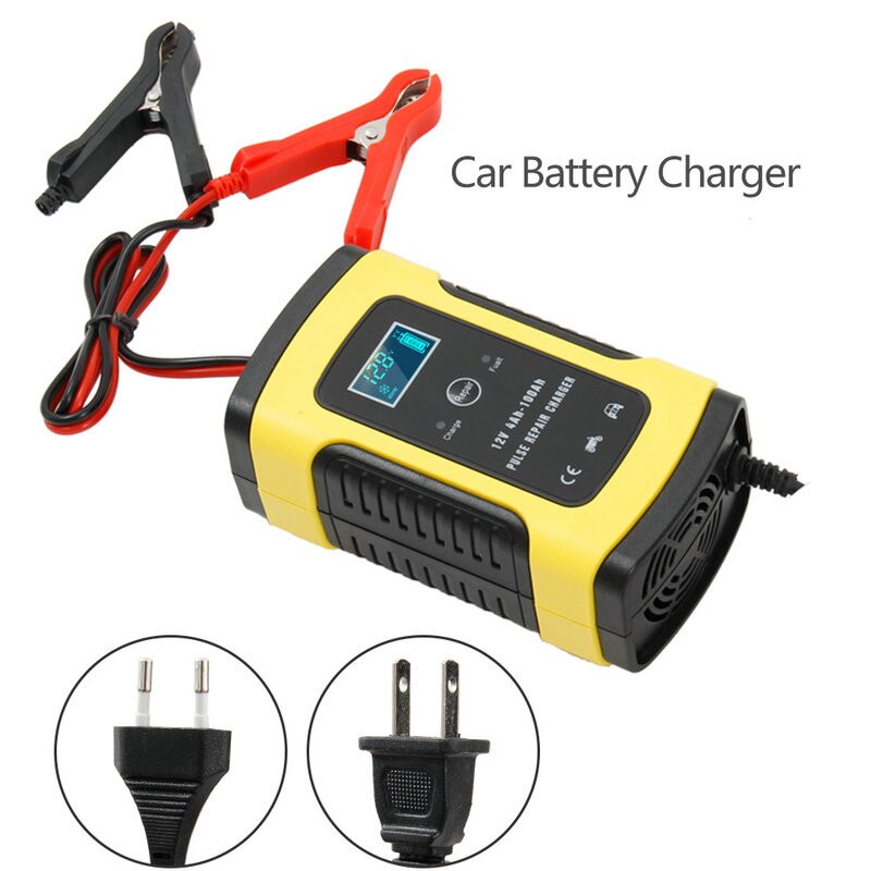 Battery Charger Full Automatic Car Battery Charger 12V/6A Intelligent Fast Power Charging Wet Dry Lead Acid Digital LCD Display