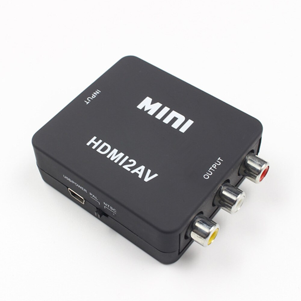 HDMI TO AV Scaler Adapter HD Video Composite Converter Box HDMI to RCA AV/CVSB L/R Video 1080P Mini HDMI2AV Support NTSC PAL: P019564