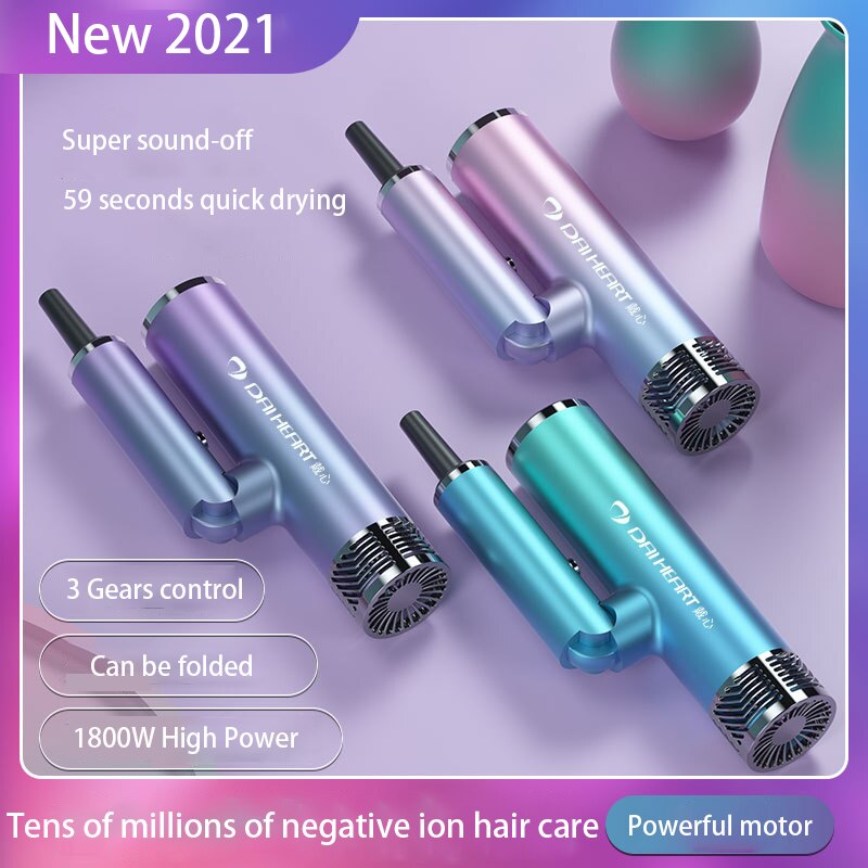 Sèche-cheveux pliable 110V-220V, 1800W, Ion négatif, léger, silencieux, Style