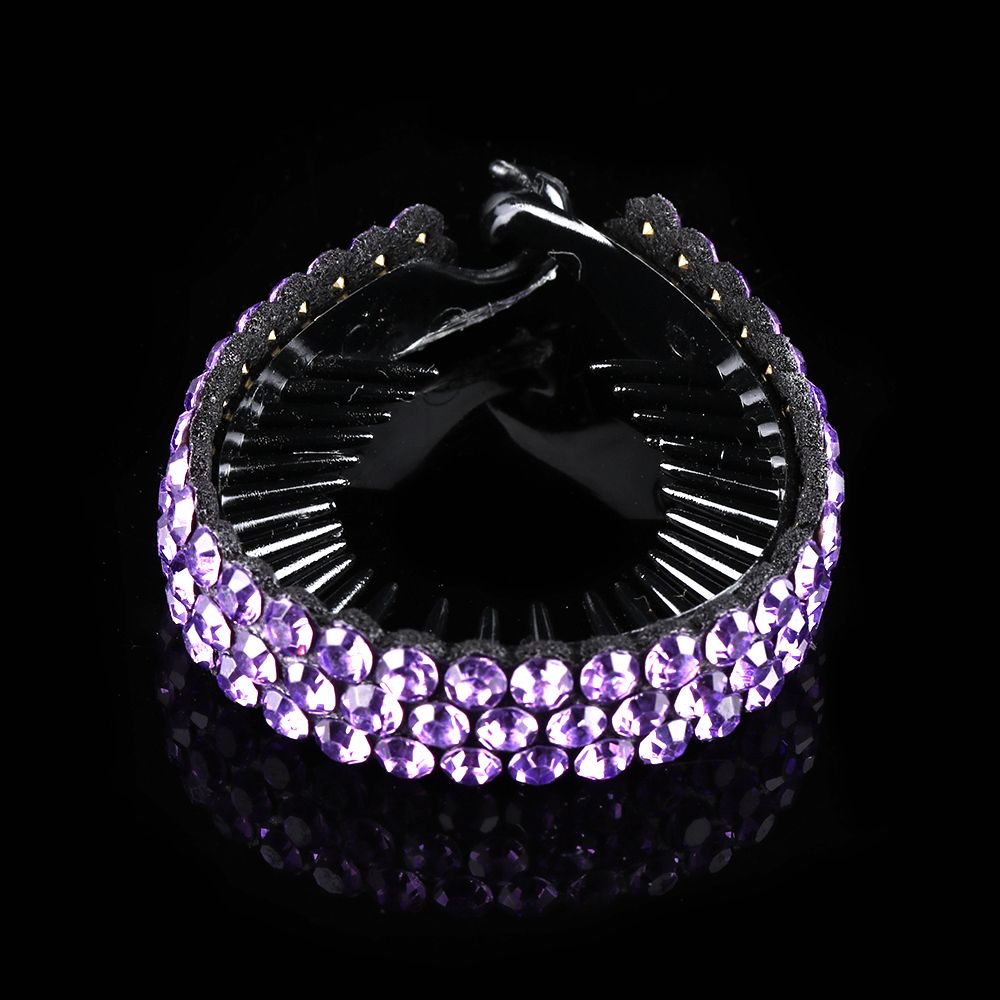 Horquilla para hacer moños para mujer y niña, Clip giratorio de Nido de Pájaro, horquillas de diamantes de imitación, pinzas para el cabello de flores, garra de cristal para el cabello: violet