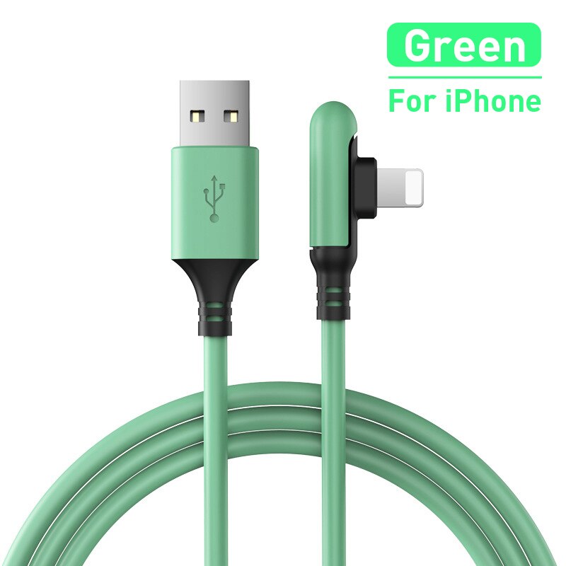 3a 90 asteen usb datakaapeli 0.3/1.2/1.8m 8 pin foe iphone laturi kaapeli neste silikoni pikalatausjohto iphonelle 13 12 11: Vihreä / 1.8m