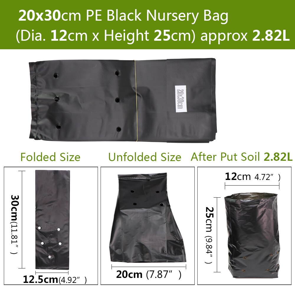 50PCSHDPE Black Grow Soil Bags Garden Agricultural Cultivation Pockets Seedling Breathable Permeable Anti-UV Pouch