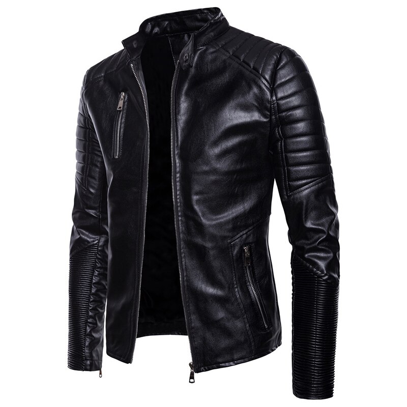Punk läderjacka herr slim fit vintage pu jacka manliga motorcykel läderjackor rockar jaqueta de couro masculina