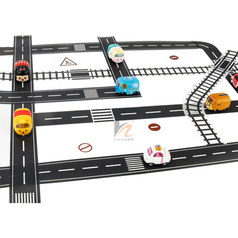 Spelen Road Tape voor Speelgoed Auto 'S en Treinen 3 Rolls 4.8cm x 5m Rechte Curve Track Verkeersborden -Kids