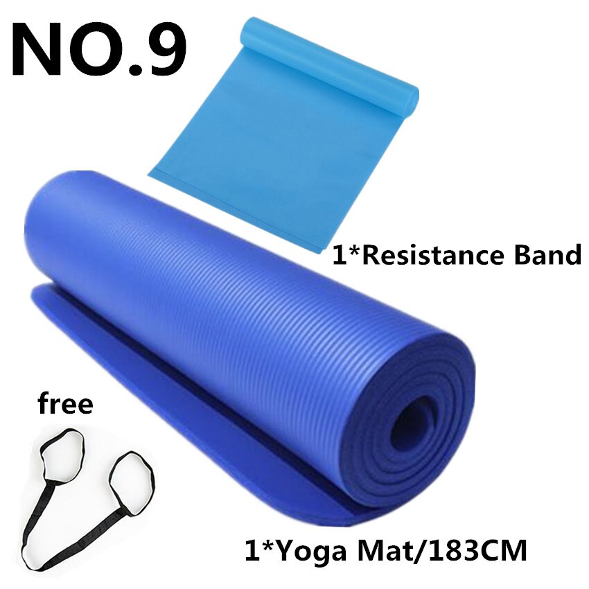 10 millimetri NBR Zerbino Con La Fascia di Resistenza di Forma Fisica di Yoga Pilates Zerbino 183X61cm Non-slip Pad di Spessore Per Palestra All'aperto esercizio di Fitness: Blue 183cm