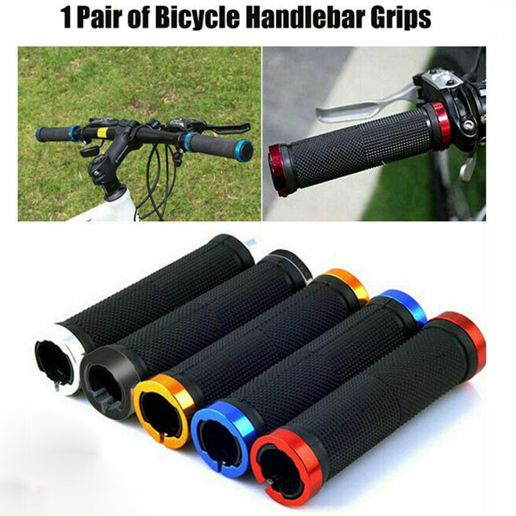 1 pair MTB Road Cycling Handlebar Grips Anti-Skid Rubber Bicycle Grips Mountain Bike Lock On Bicycle Handlebars End Grips